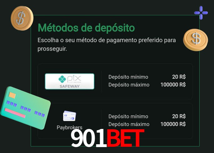 O cassino 901Bet oferece uma grande variedade de métodos de pagamento